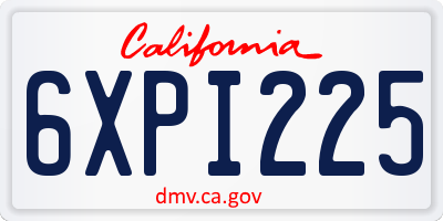 CA license plate 6XPI225
