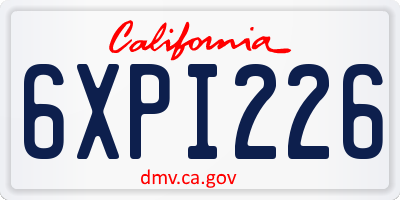 CA license plate 6XPI226