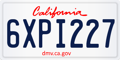 CA license plate 6XPI227