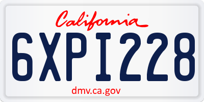 CA license plate 6XPI228