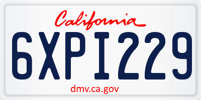 CA license plate 6XPI229