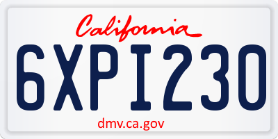 CA license plate 6XPI230