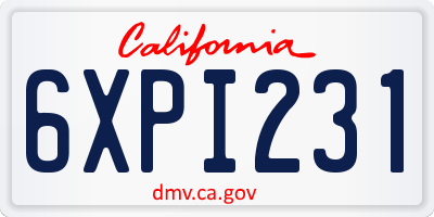 CA license plate 6XPI231