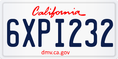 CA license plate 6XPI232