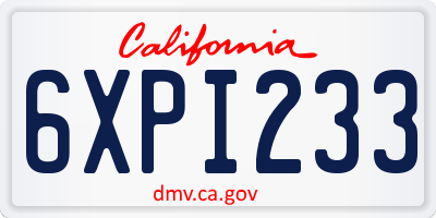 CA license plate 6XPI233