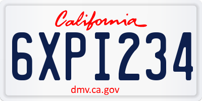 CA license plate 6XPI234
