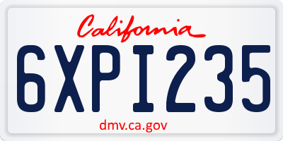 CA license plate 6XPI235