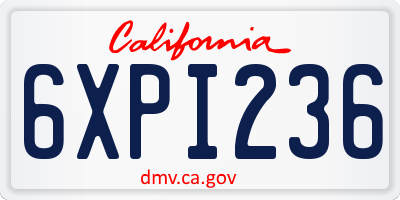 CA license plate 6XPI236