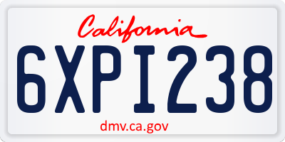 CA license plate 6XPI238