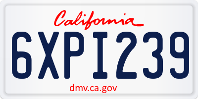 CA license plate 6XPI239