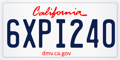 CA license plate 6XPI240