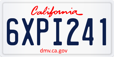 CA license plate 6XPI241