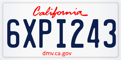 CA license plate 6XPI243