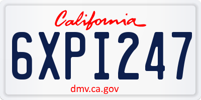 CA license plate 6XPI247