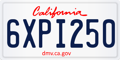 CA license plate 6XPI250