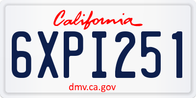 CA license plate 6XPI251
