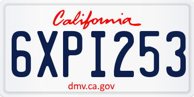 CA license plate 6XPI253