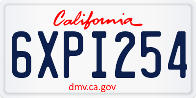 CA license plate 6XPI254