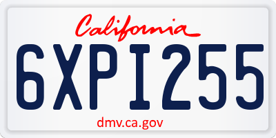 CA license plate 6XPI255