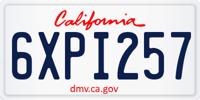 CA license plate 6XPI257