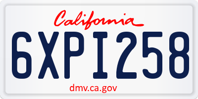 CA license plate 6XPI258