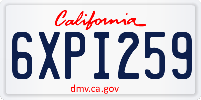 CA license plate 6XPI259
