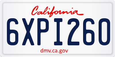 CA license plate 6XPI260