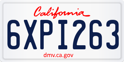CA license plate 6XPI263