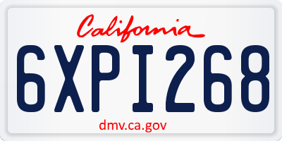 CA license plate 6XPI268