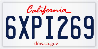 CA license plate 6XPI269