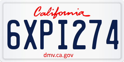 CA license plate 6XPI274