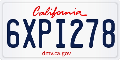 CA license plate 6XPI278