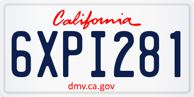 CA license plate 6XPI281