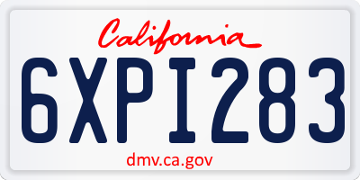 CA license plate 6XPI283
