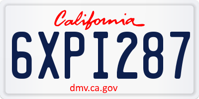 CA license plate 6XPI287