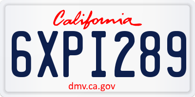 CA license plate 6XPI289