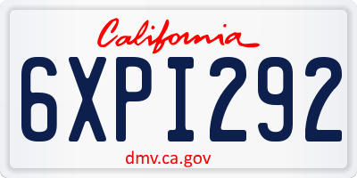 CA license plate 6XPI292
