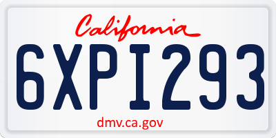 CA license plate 6XPI293