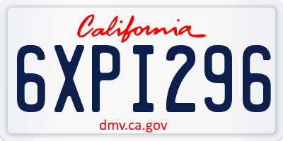 CA license plate 6XPI296