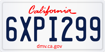 CA license plate 6XPI299