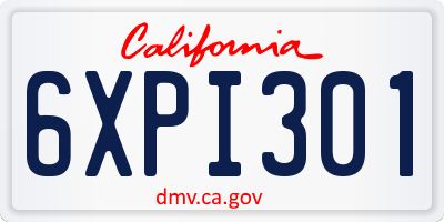 CA license plate 6XPI301