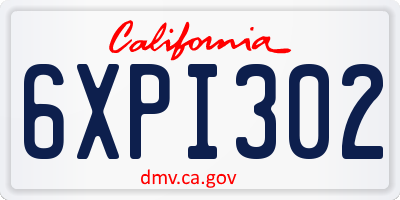 CA license plate 6XPI302