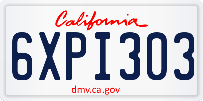 CA license plate 6XPI303