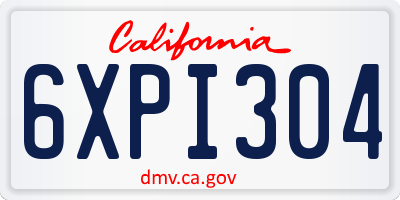 CA license plate 6XPI304