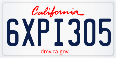 CA license plate 6XPI305