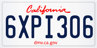 CA license plate 6XPI306