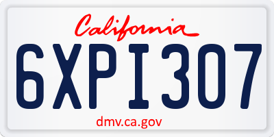 CA license plate 6XPI307