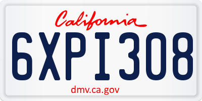 CA license plate 6XPI308