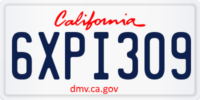 CA license plate 6XPI309