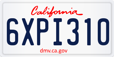 CA license plate 6XPI310
